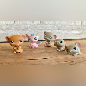 Set of 5 Littlest pet shop mouse, mice, hamster, pink rat